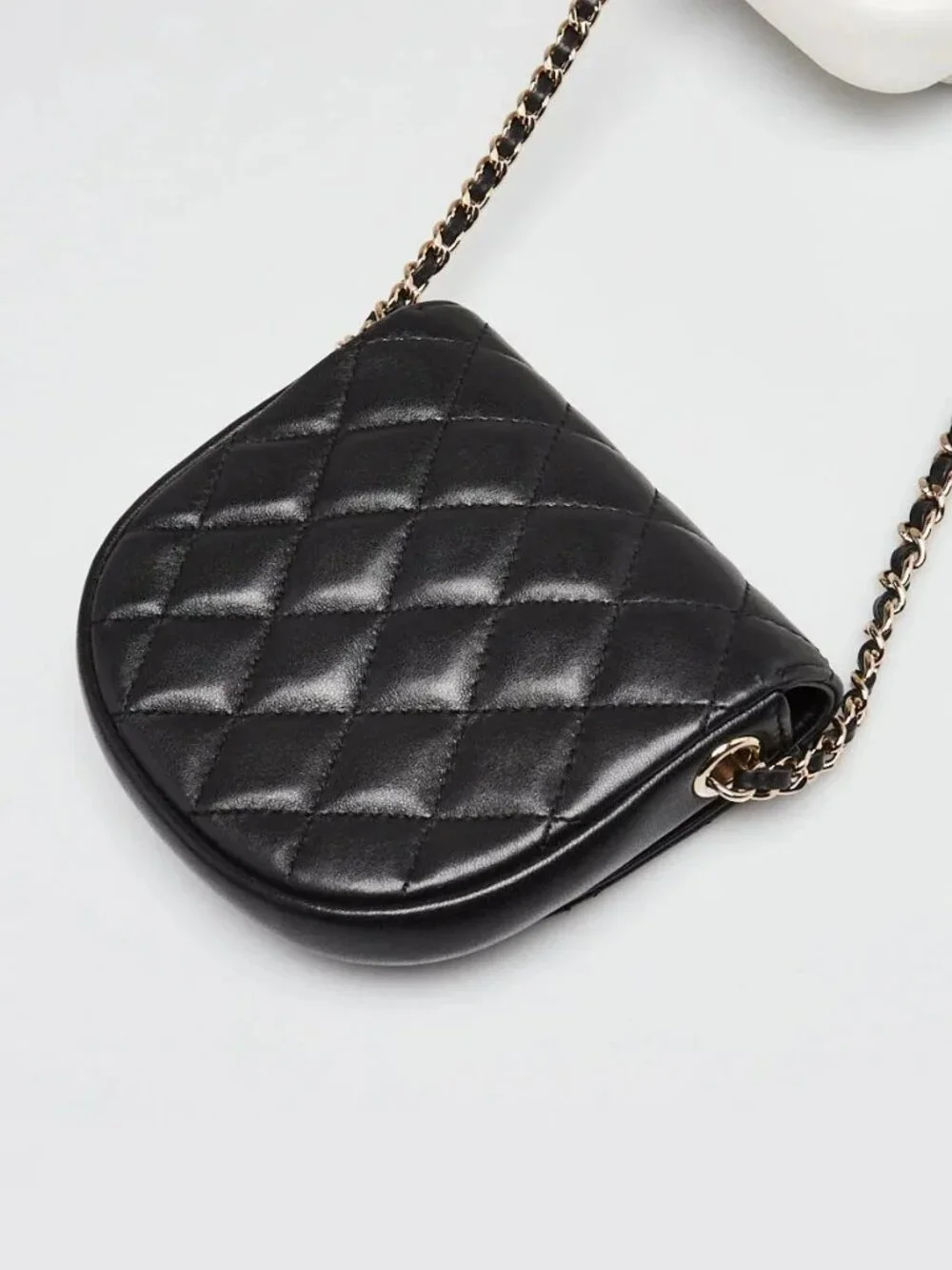 Chanel White/Black Quilted Lambskin Leather Double Side Pack Crossbody Bag